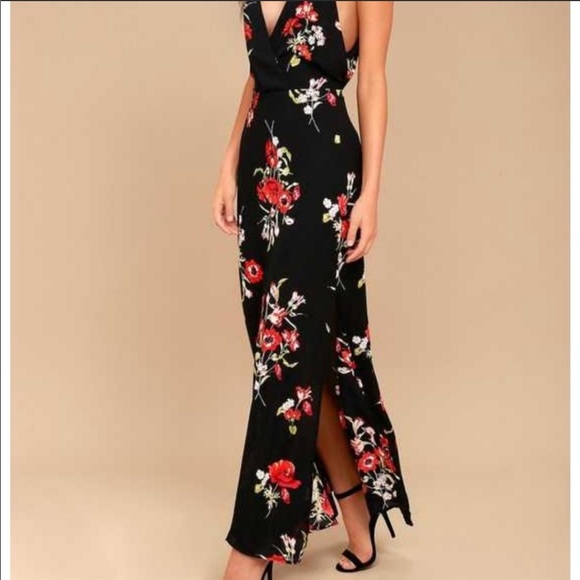 Sold out Lush Garden Court Black Floral Maxi Dress - Picture 2 of 5
